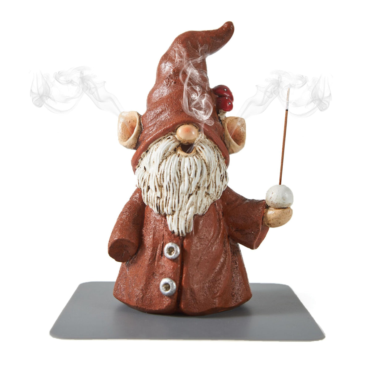 Cacukap Incense Holder for Sticks, Cute Gnome Statue Incense Cone Burner Ornaments, Adorable Gnome Home Decoration, Unique Gnome Stocking Stuffers for Women Men