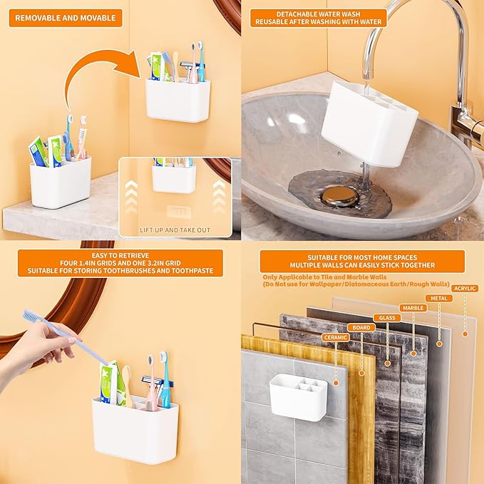 Electric Toothbrush Holder for Bathroom Countertop and Wall Mounted