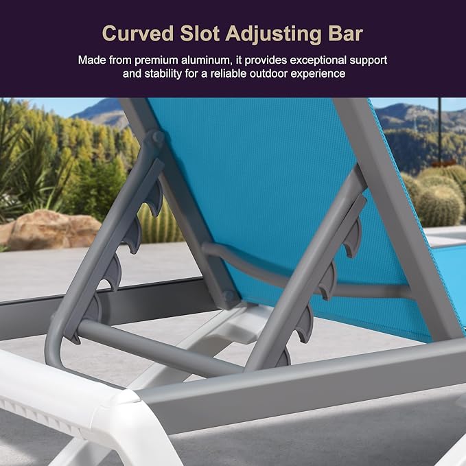 PURPLE LEAF Patio Chaise Lounge Chair Set Outside Aluminum Plastic Stackable