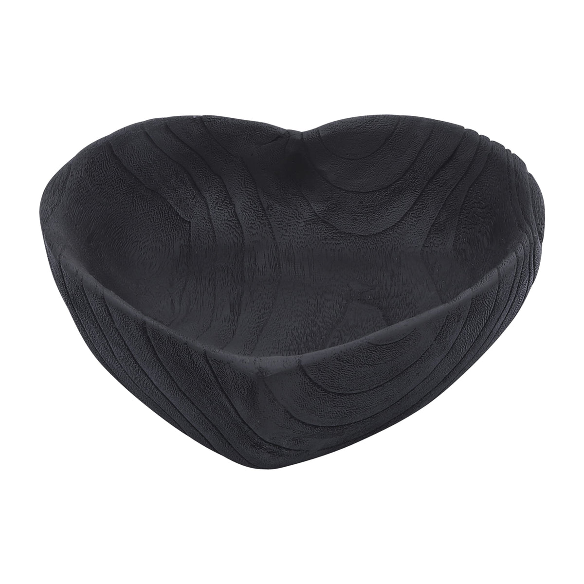 Set of 2 Wooden Decorative Bowls – Accent Bowl Set for Everyday Display, Coffee Table or Entryway Styling – Heart Shape Design for Soft, Sculptural Impact, Home Decor – 10" & 8", Black