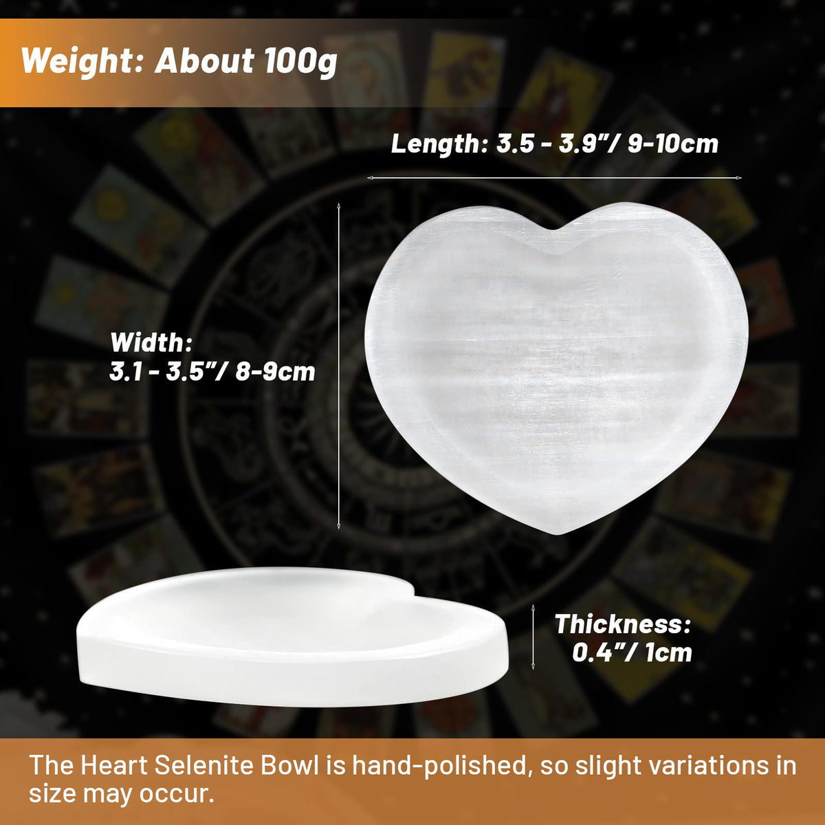 Orientrea Selenite Bowl – 3.9" Selenite Crystal Bowl Heart Shape for Energy Cleansing, Charging, Meditation, Home Decor & Healing Crystals, Crystals and Healing Stones