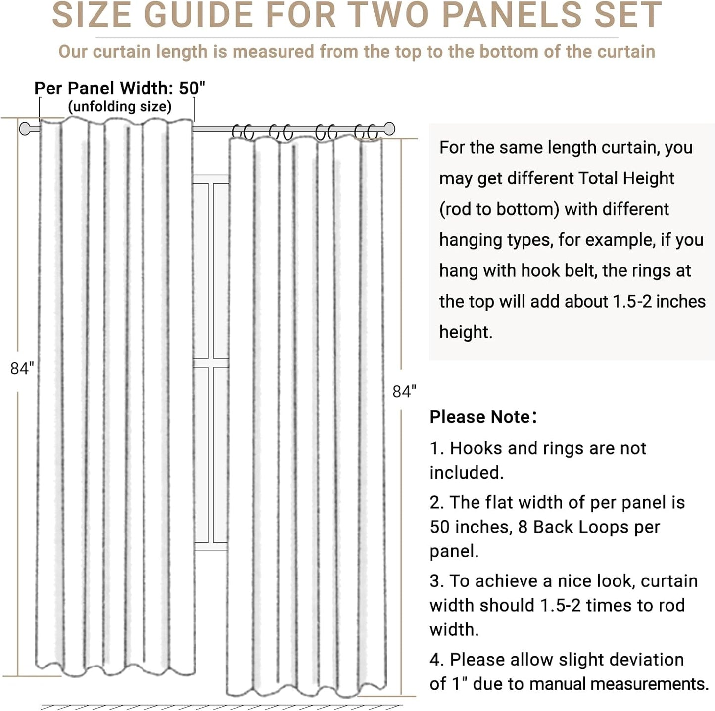 Skiennix 100% Blackout Linen Curtains - Thermal Insulated Drapes, 50" W x 72" L, Moss Green - 2 Panels Set