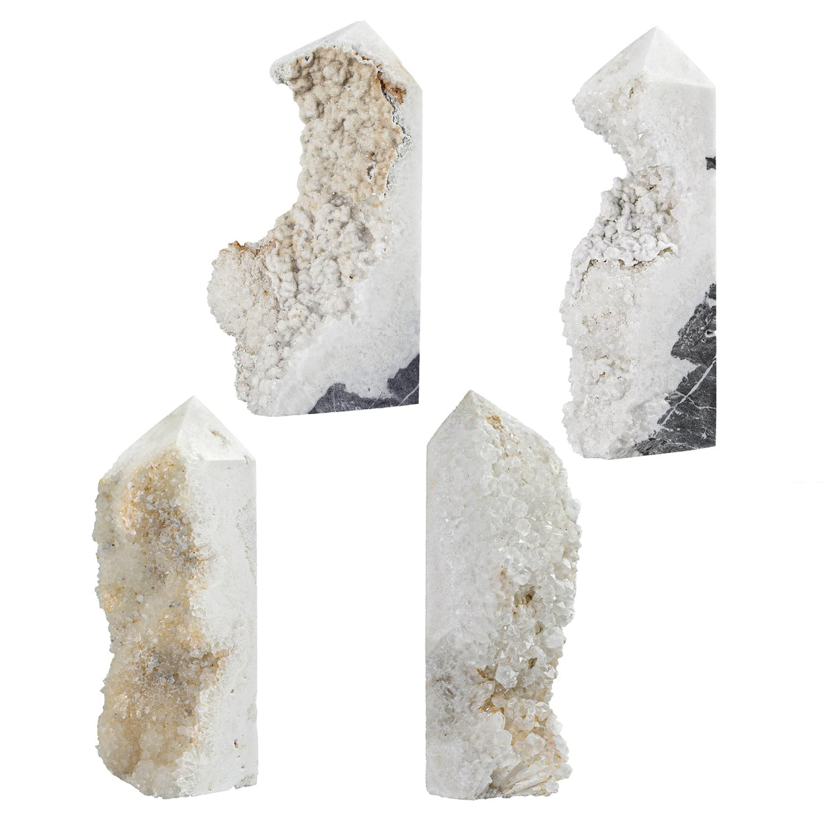 rockcloud Natural Rock Crystal Geode Obelisk Stone, Irregular Reiki Crystal Quartz Cluster Mineral Specimen for Home Office Decor, 0.22-0.44 lb