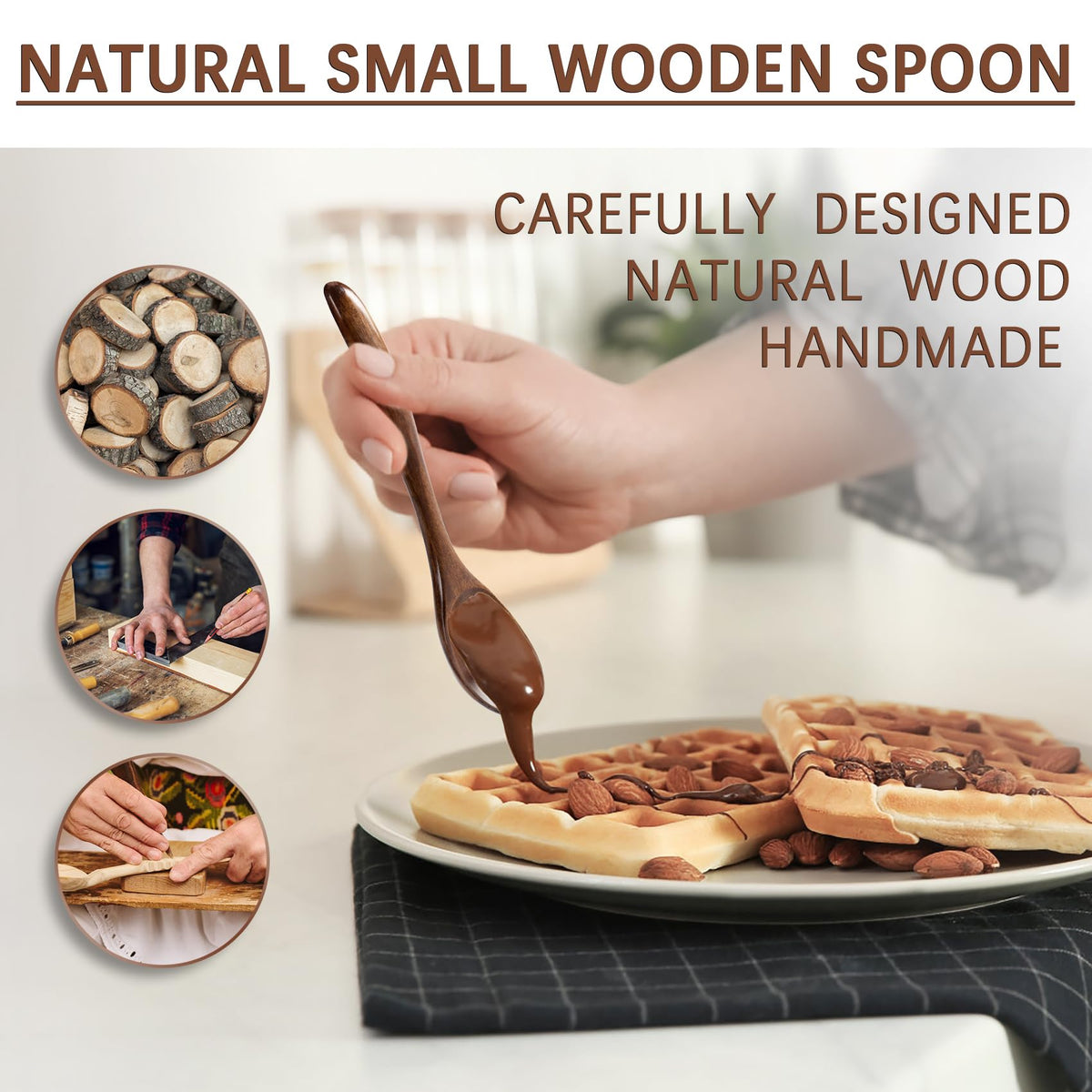 Hefild 7 PCS 5.78 Inch Small Wooden Spoons and 6 PCS 6.7 Inch Small Wooden Spoons for Soup