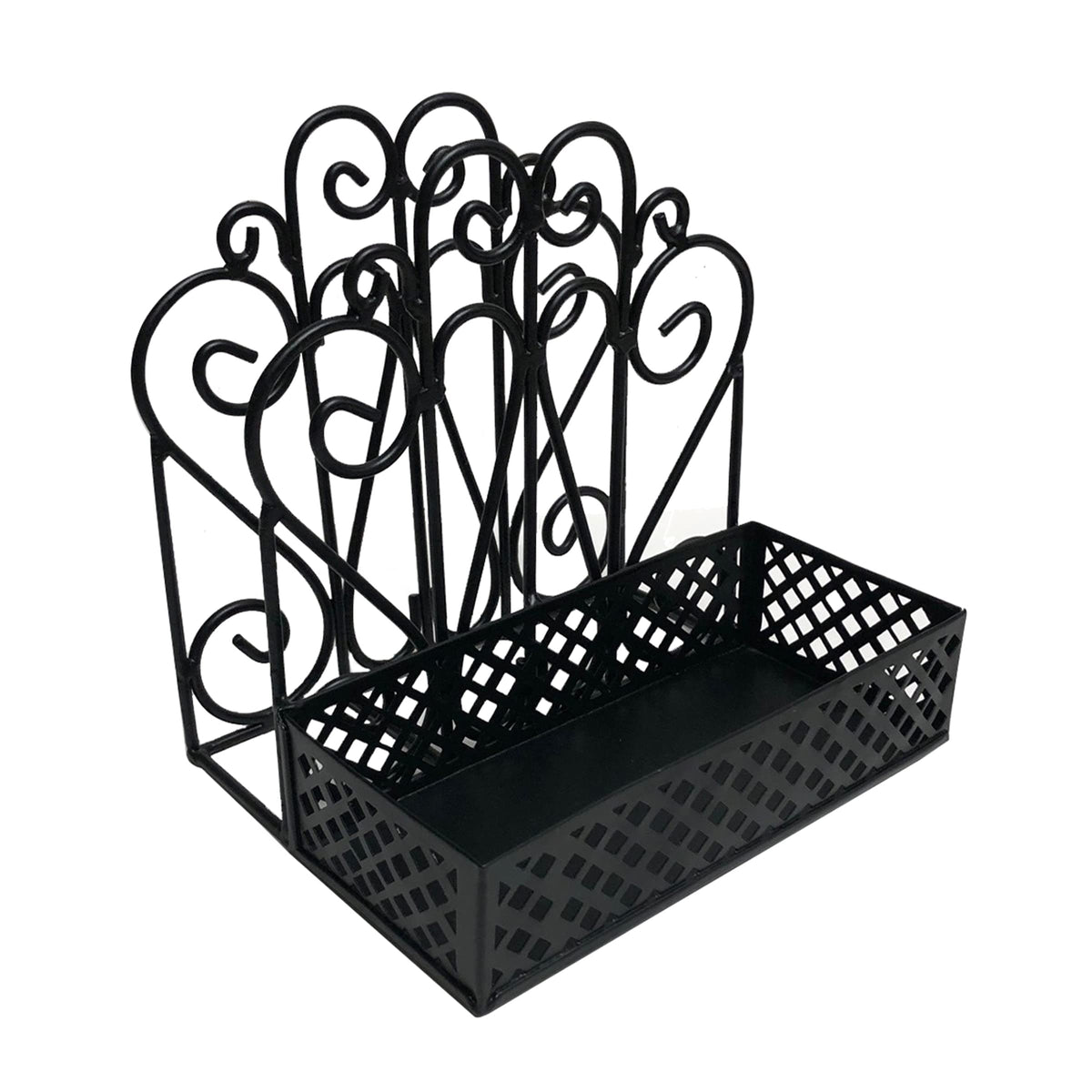 Park Designs Black Napkin Salt and Pepper Holder for Table | Combo Napkin Caddy & Salt and Pepper Caddy | Farmhouse Napkin Holder for Paper Napkins