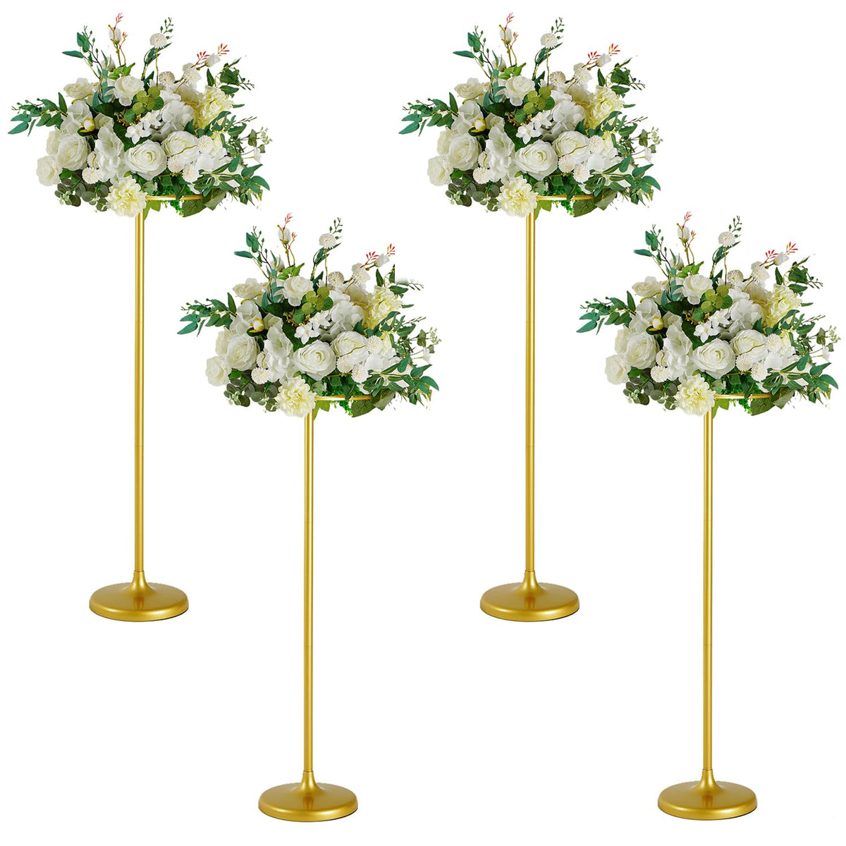 Fullvaseer 4pcs Tall Wedding Flower Stand 39.4" Wedding Centerpieces for Tables Gold Centerpieces Metal Flower Floor Vase for Party Event Wedding Reception