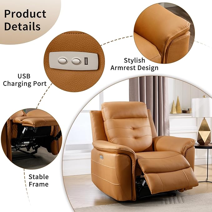 ANJ 2-Piece Oversied Faux Leather Power Recliner Sofa Set