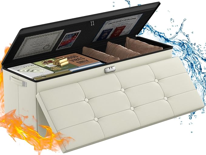 ENGPOW Storage Ottoman, Fireproof Folding Bench