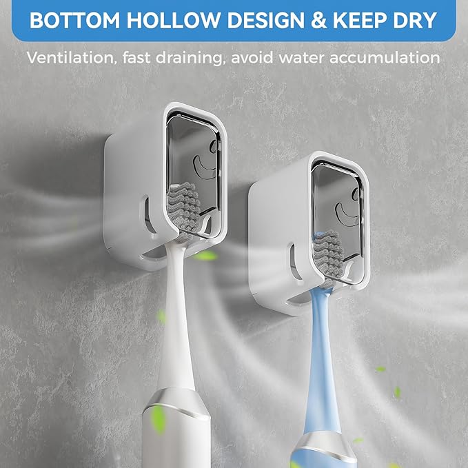Toothbrush Holders for Bathroom【Innovation Single Slot Design】 2PCS Toothbrush