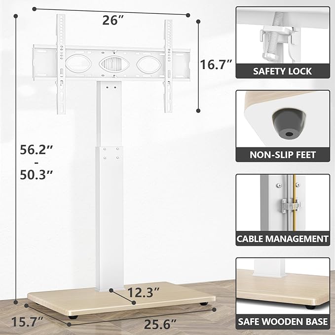 TV Floor Stand for 32-75 Inch Plasma LCD LED OLED Flat Panel or Curved Screen