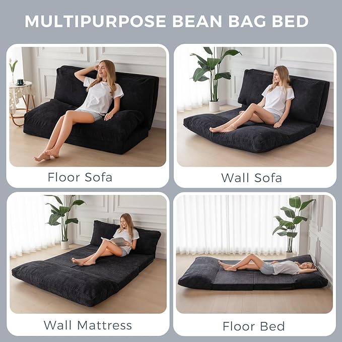 MAXYOYO Folding Sofa Bed, Extra Thick and Long Floor Sofa Convertible Sleeper