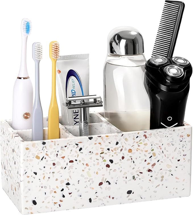 Luxspire Toothbrush Holder for Bathroom, 5 Slots Bathroom Counter Organizer