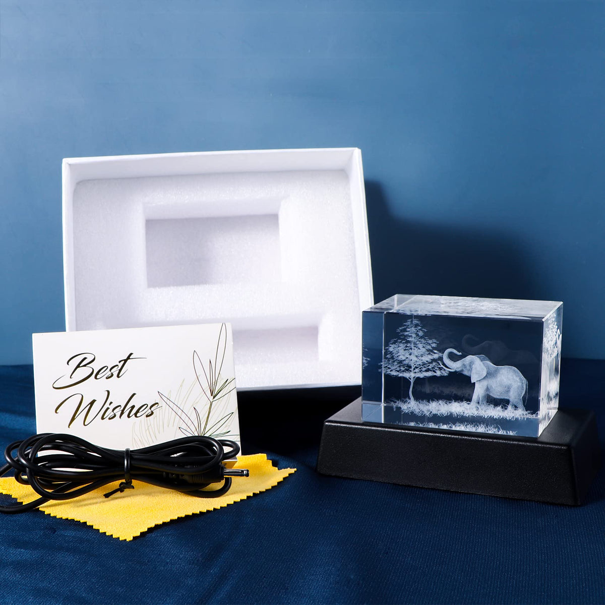 Qianwei 3D Crystal Elephant Decor Stuff Figurines Statue Gift for Elephant Lovers, Mother Day Birthday Gifts for Mom Mother Mama from Daughter Son