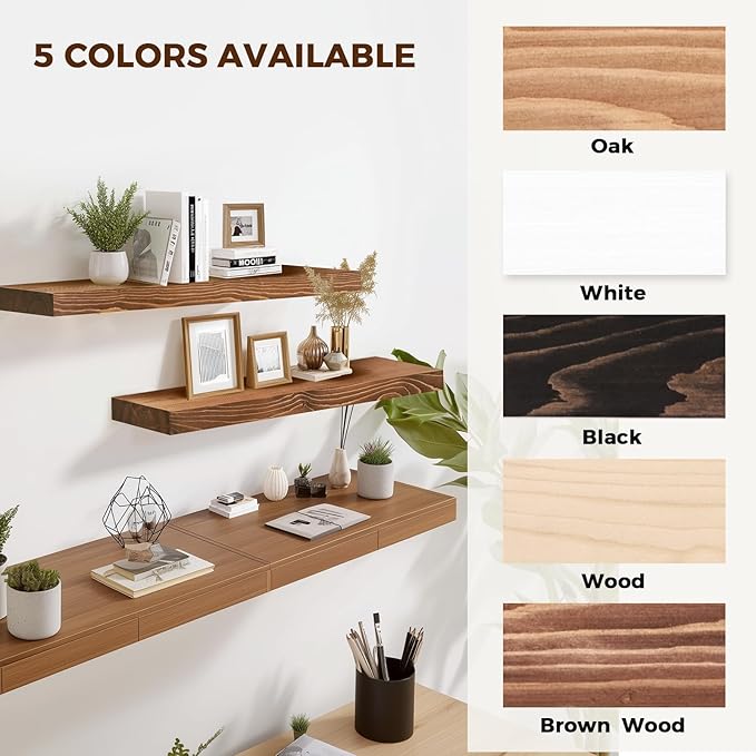 36x8x1.6 inch Floating Shelves Set of 2 – Solid Wood Rustic Brown Wall Mounted
