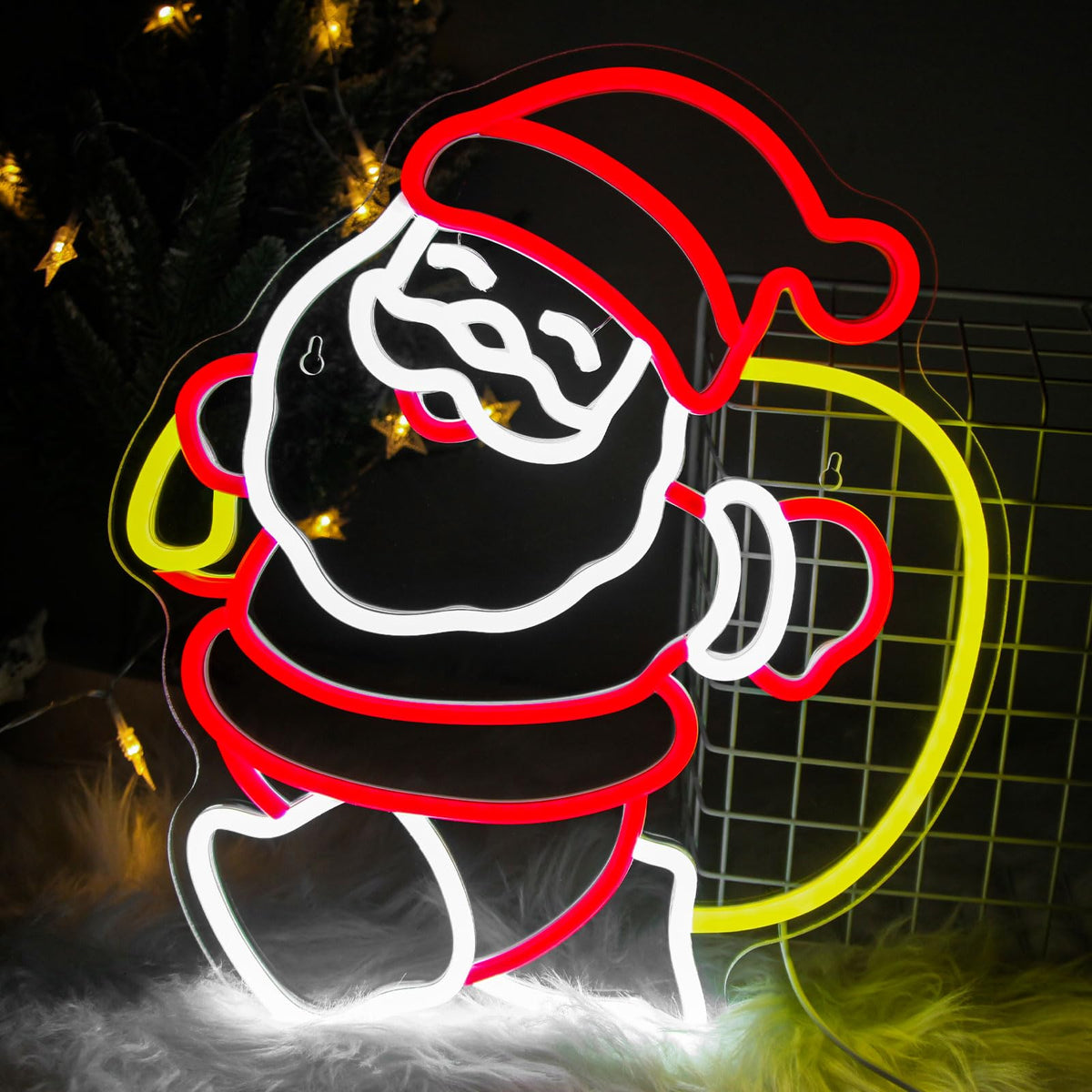 Mvorixa Santa Claus Neon Sign Christmas LED Wall Light for Holiday Decor, USB Powered Red White Yellow Santa Neon Lights for Home Bedroom Kids Room Party Christmas Gift Decorations