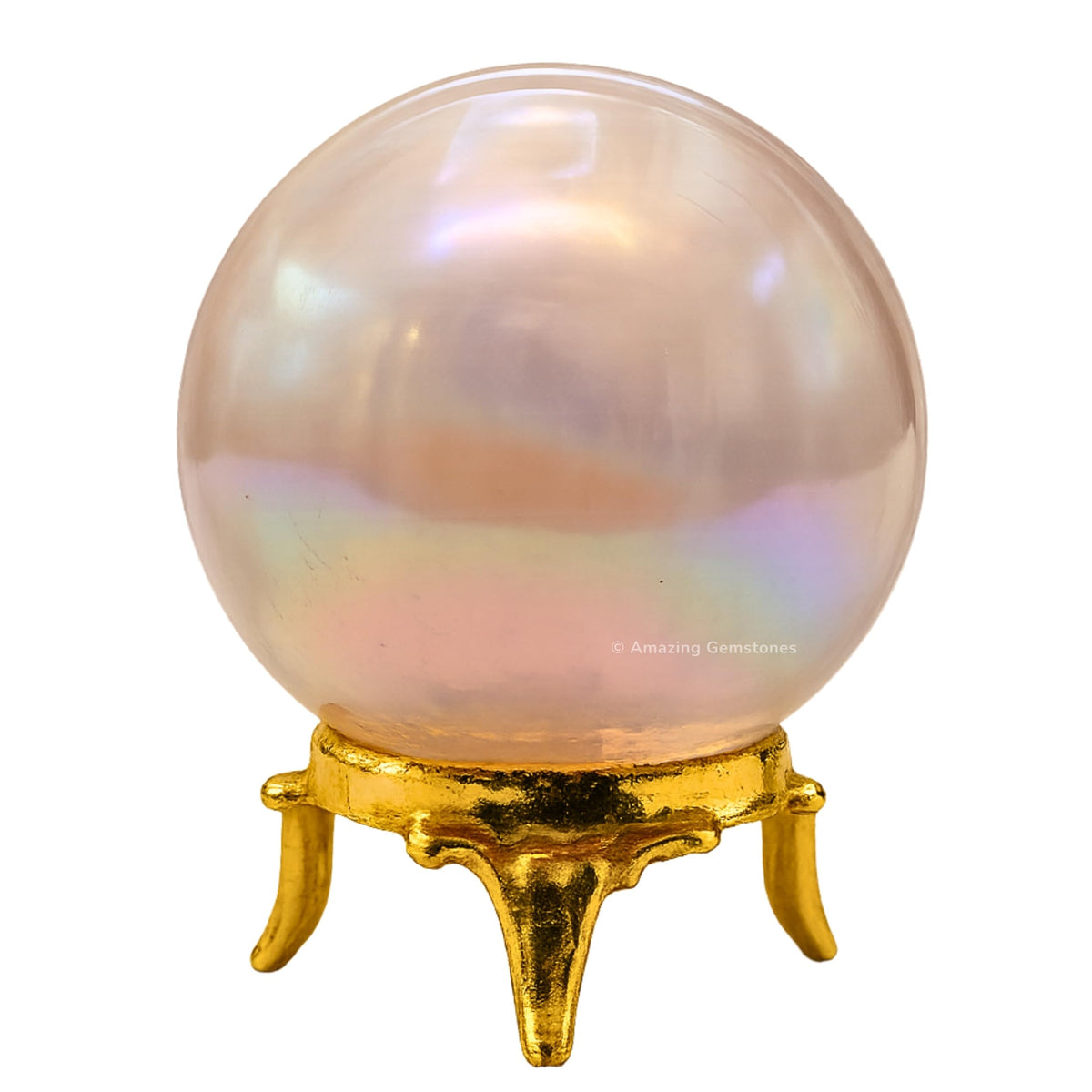Amazing Gemstone Angel Aura Rose Quartz Crystal Ball with Stand - 1.5" Inches Crystal Sphere Meditation Balls for Witchcraft and Decorative Balls
