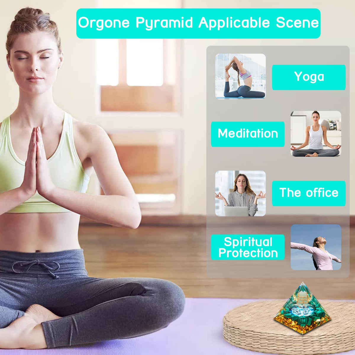 Orgone Pyramid, Small Healing Crystal Pyramid Porstive Energy Generator, Orgonite Pyramid for Resist Stress, Bring Good Luck and Wealth
