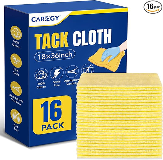 CAREGY 16Pcs Tack Cloth for Removing Dust from Woodworking, Sanding Particles