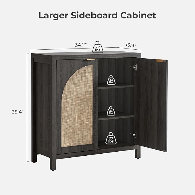 SICOTAS 68" W Rattan Sideboard Buffet Cabinet