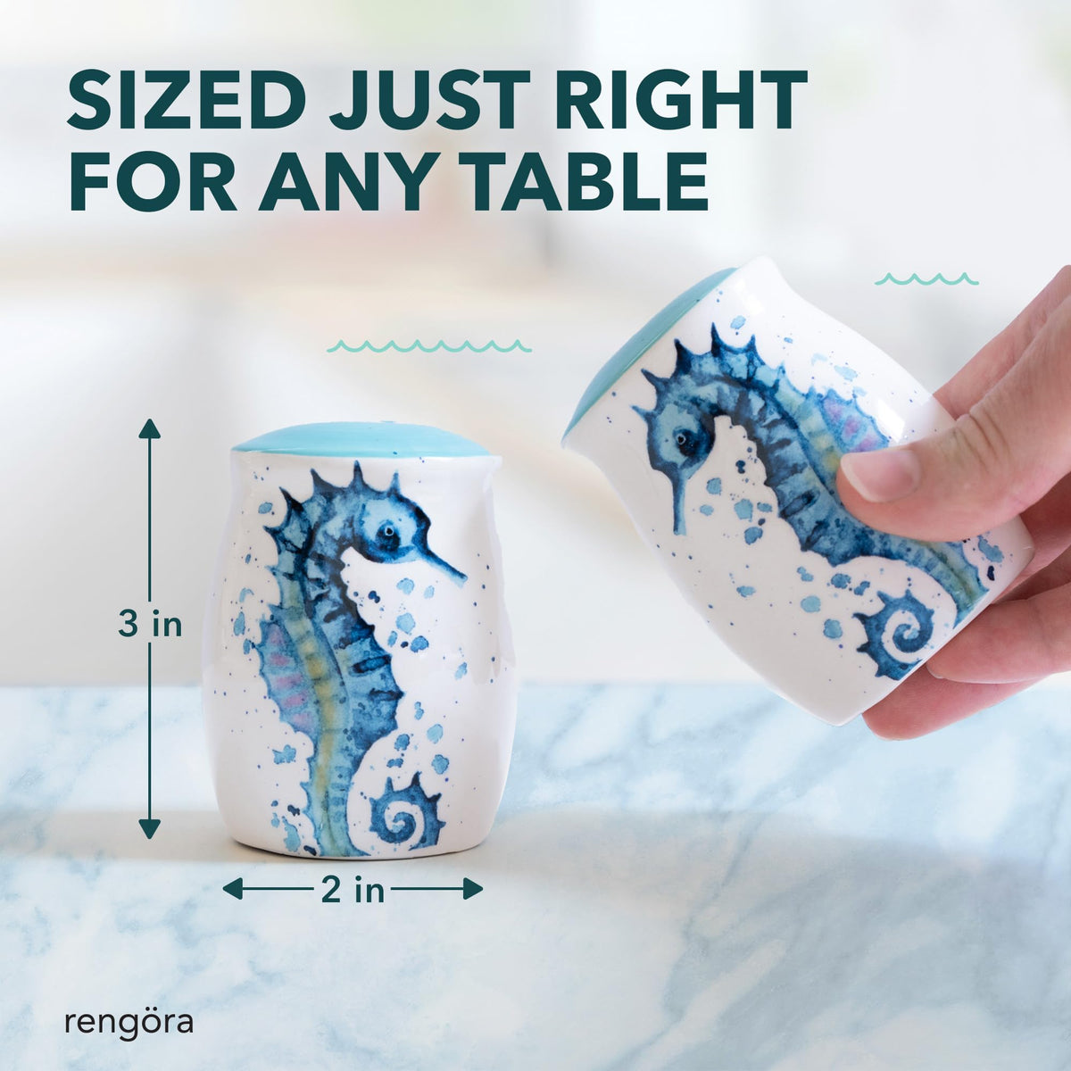 Novelty Salt and Pepper Shakers - Ceramic Coastal Salt and Pepper Shakers Set with Seahorse Design, Ideal for Salt and Pepper Shakers Ocean Lovers, Cute Salt and Pepper Shaker Ceramic by rengöra