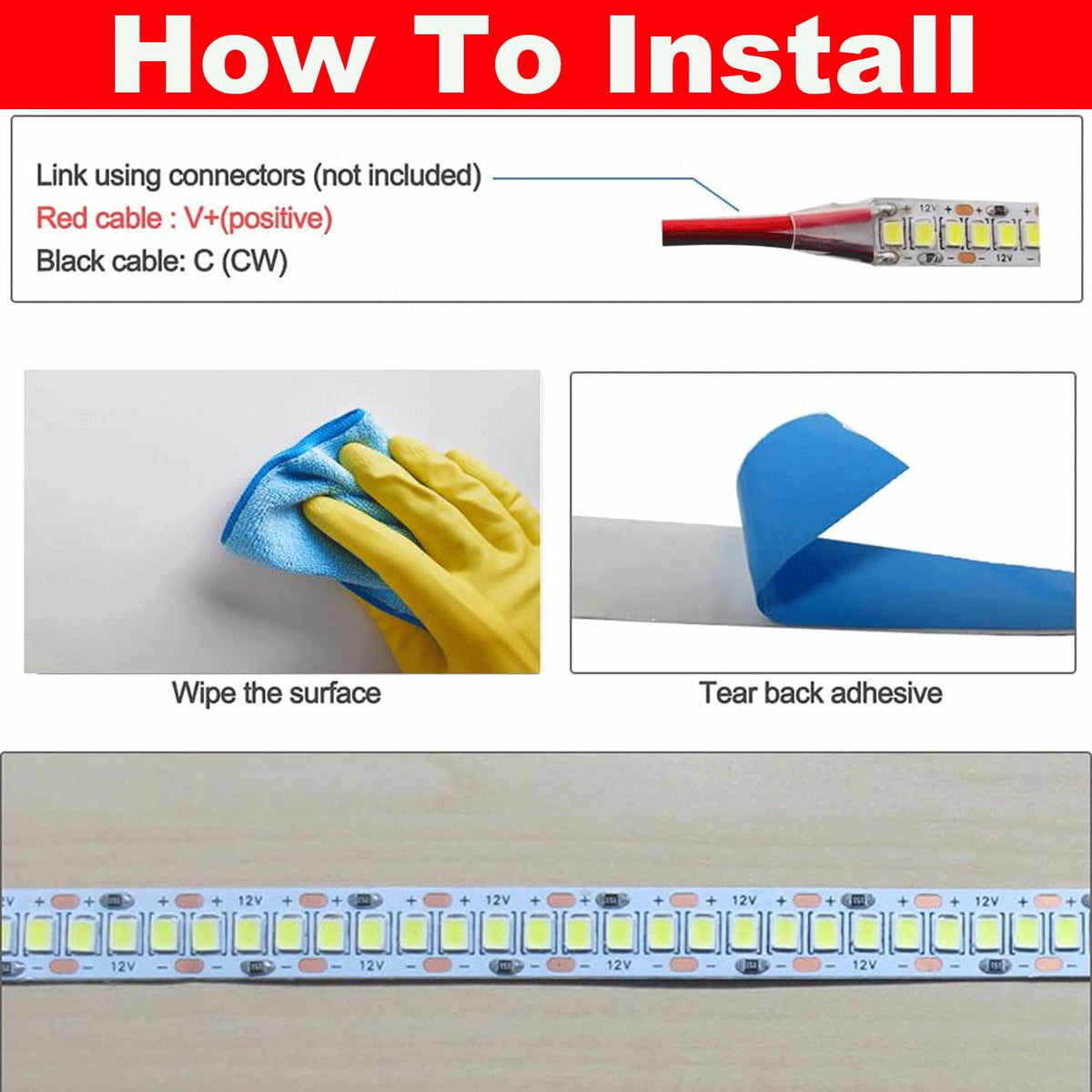 HAASHADA LED Strip Lights, DC12V 5m/16.4ft Dimmable 2835 LED Lights Strip, Super Bright 1200 LEDs 24000LM LED Ribbon Strip Lights Non-Waterproof, 2 Times Brightness Than SMD 5050 (Ice Blue)