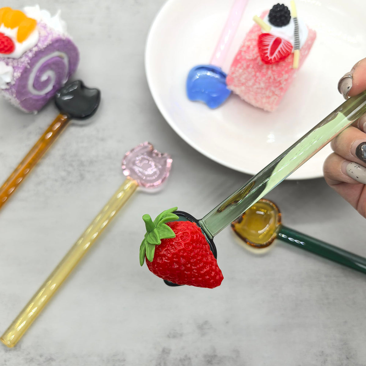 TMXAOK 5 Pieces Coffee Spoons, Glass Coffee Stirring Spoon, Espresso Stirring Spoon, Coffee Teaspoons, 6inch Coffee Stirrers for Tea Cocktail Milkshake Cold Drink Home Bar Party