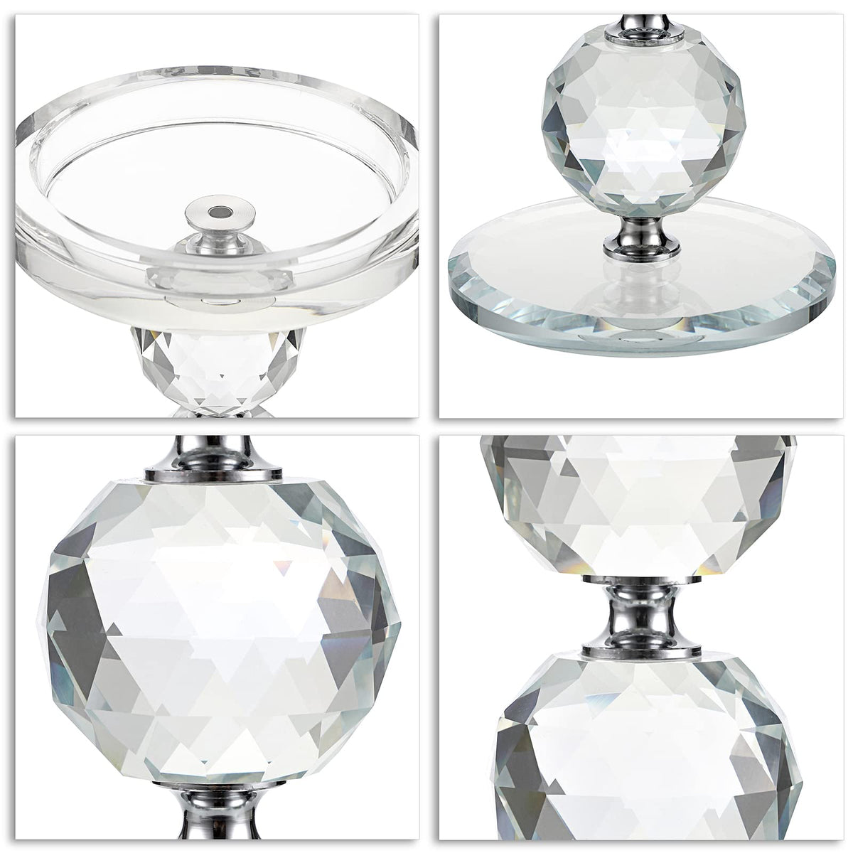 OwnMy Set of 3 Crystal Glass Pillar Candlestick Holders Clear Pillar Candle Holders Sets, Tealight Votive Candle Stands Modern Candle Centerpiece for Living Room Wedding Decor