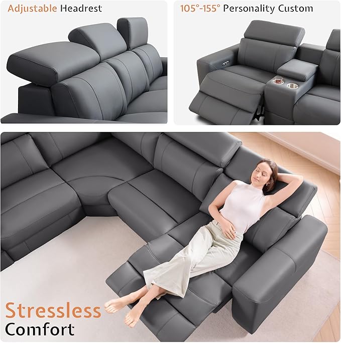 AMERLIFE Power Recliner Sectional Sofa