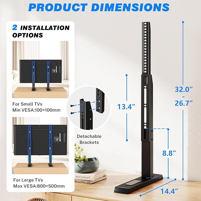 Rfiver Universal TV Stand Base for 24-80 Inch TVs, Table Top TV Stand