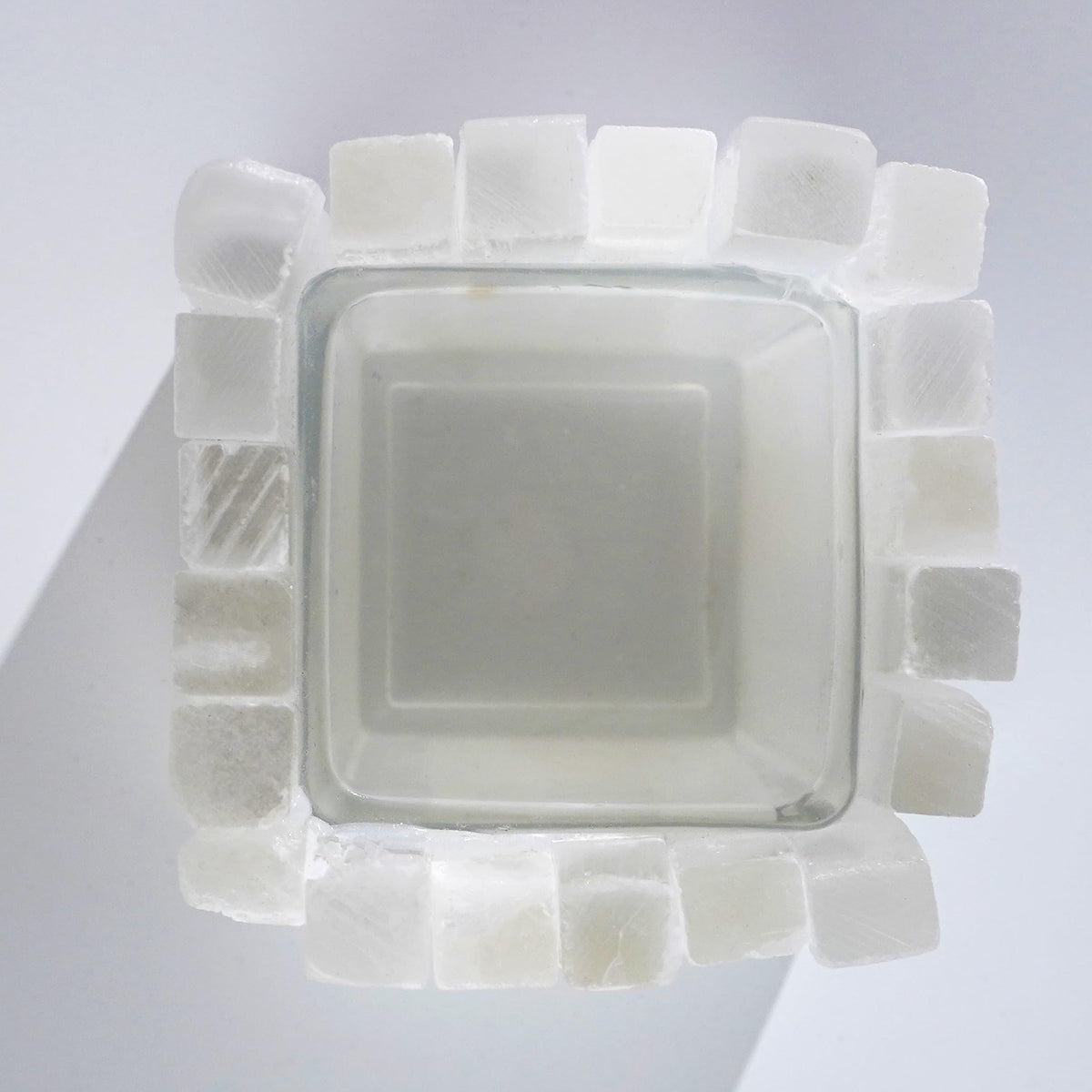 Natural Selenite Candle Holder for Tea Lights Irregularly Arranged Selenite Wand Candlesticks - Elegant Home Decor (Square Candle Holder)