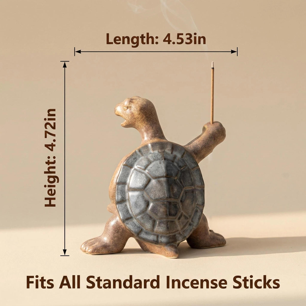 MENORISK Incense Holder for Sticks, Cute Turtle-Shaped Ceramic Incense Holder with Stainless Steel Tweezer & Brush – Perfect for Meditation, Yoga, or Home Decor