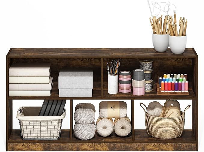 Furinno DALY Book Shelf, 5-Cube Bookshelf, Horizontal Cube Storage Organizer
