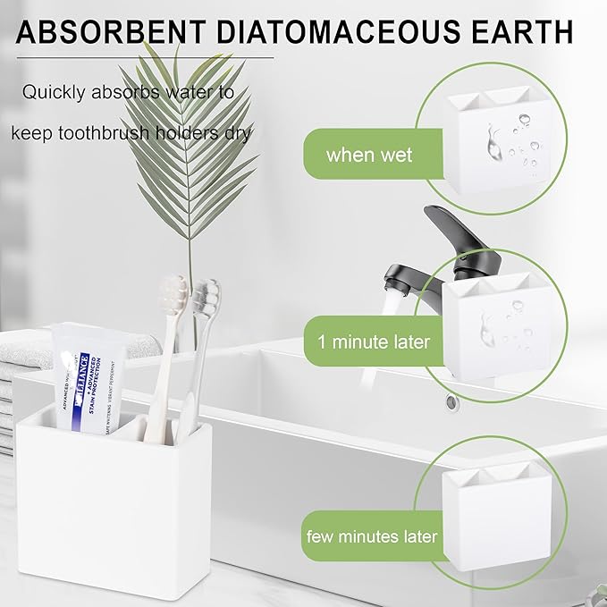 Diatomite Toothbrush Holder 2 Slots Tooth Brush Holder