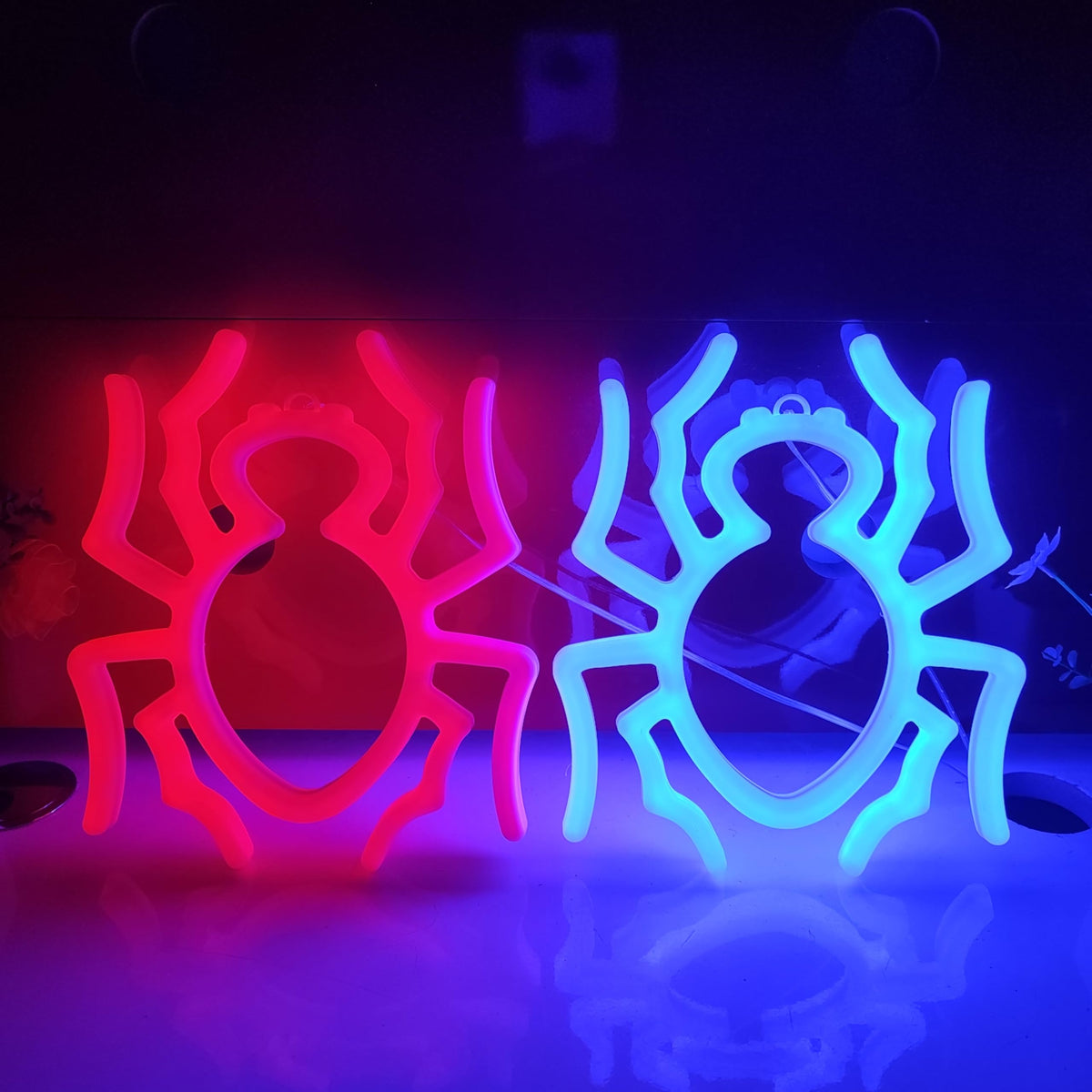 JYWJ Spider Double Sided Neon Signs,USB or 3-AA Battery Powered Neon Light,LED Desktop Wall Decoration,Various Parties,Decoration Of Business Premises(Red)