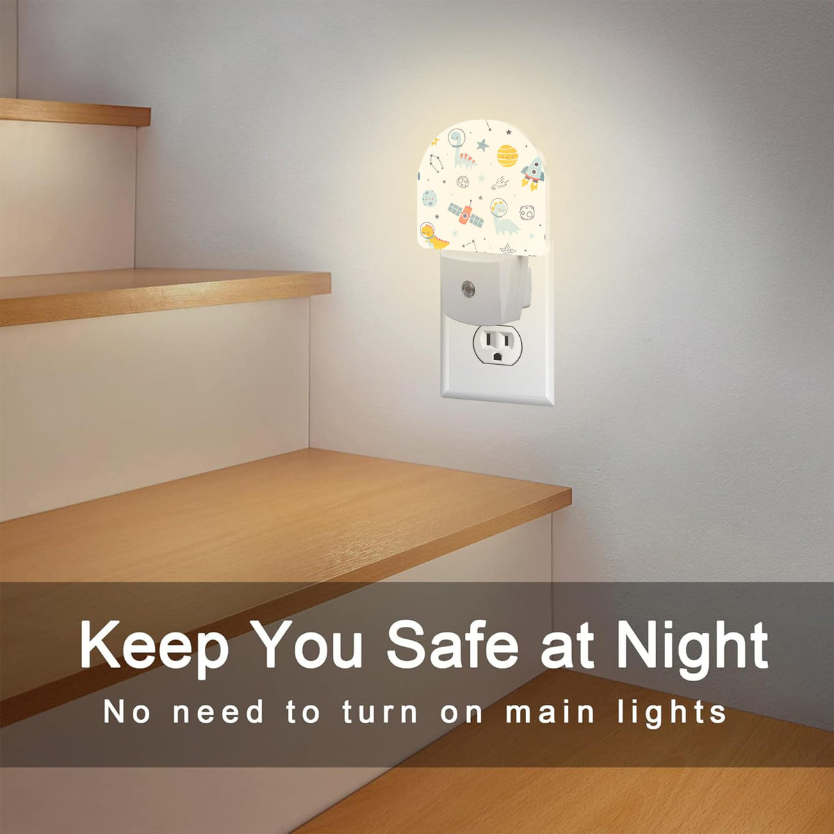 sndheke Cute Dino Astronauts Night Light, Cosmic Galaxy Dinosaurs Dusk to Dawn Night Light Plug in,0.5w Energy Saving Sleep Friendly NightLight for Kids Boys Girls Home Decor
