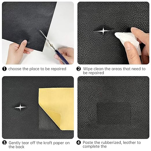Leather Repair Patch Tape Kit Black 4 x 60 inch Self Adhesive Leather Repair