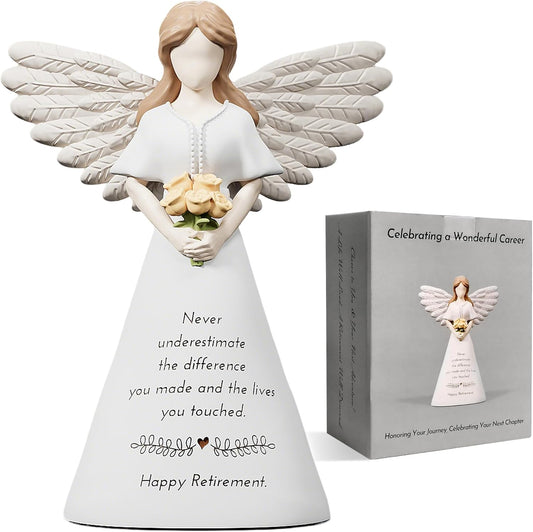 Newoh Angel Figurine Decor - Happy Retirement Gift for Women | 7.3” Retirement Party Decoration