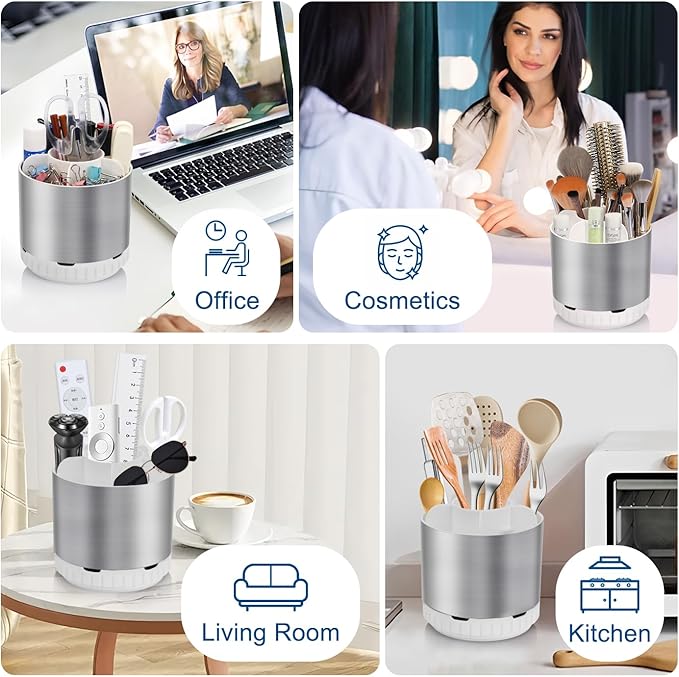 Silver Toothbrush Holders for Bathrooms Countertop Organizer