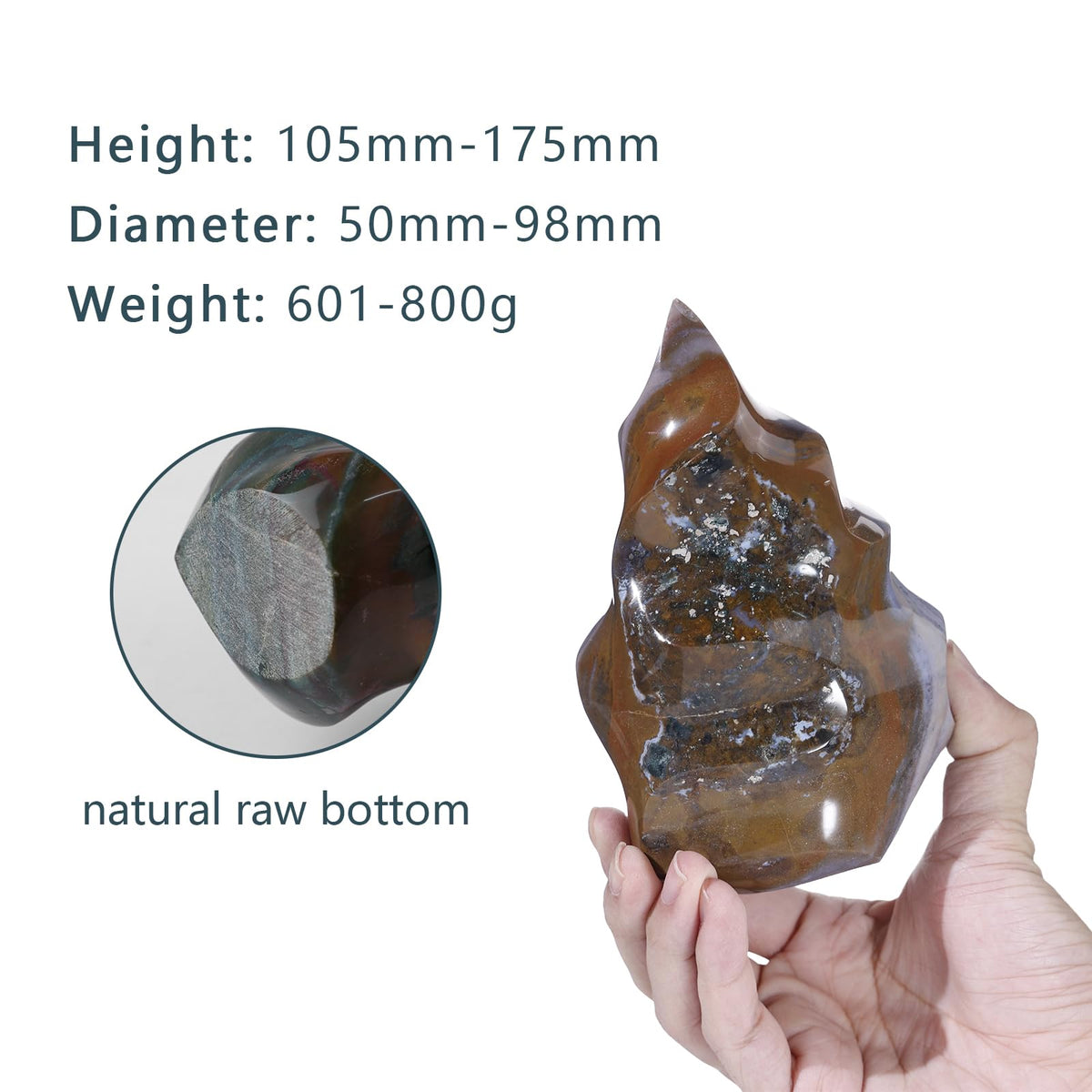 TUMBEELLUWA Ocean Jasper Crystal Obelisk Tower for Shelf Desk Decor, Flame Shaped Crystals and Healing Stones for Positive Energy 1.32-1.76 LBS