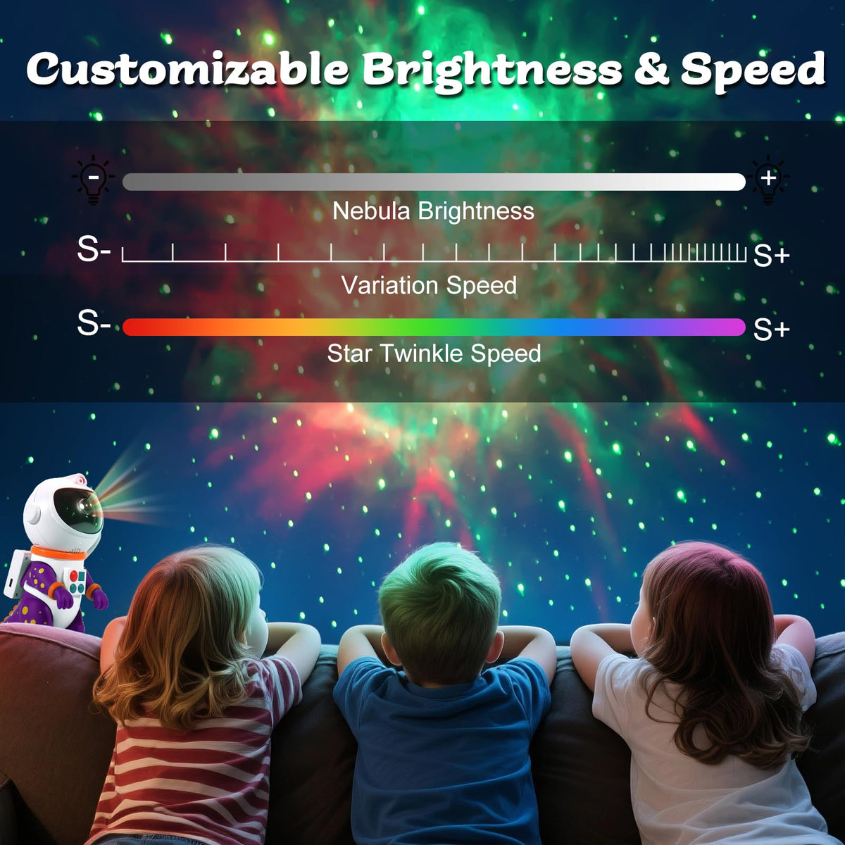 LOVME Galaxy Star Projection Night Light, Dinosaur Astronaut Space Projector with 8 Modes Starry Nebula Effects, Timer & Remote Control, Bedroom Ceiling Decor for Kids, Christmas Birthday Gift(Purple)