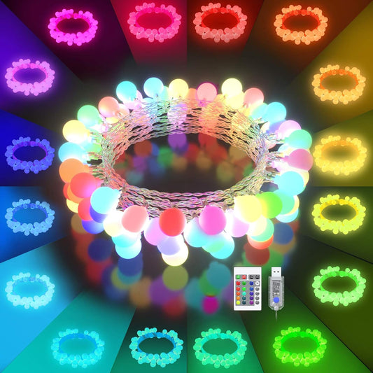 Skiennix LED String Lights - 19 Color Changing Fairy Lights with Remote | 21.3FT, 50 Multicolor Globes for Indoor/Outdoor Decor