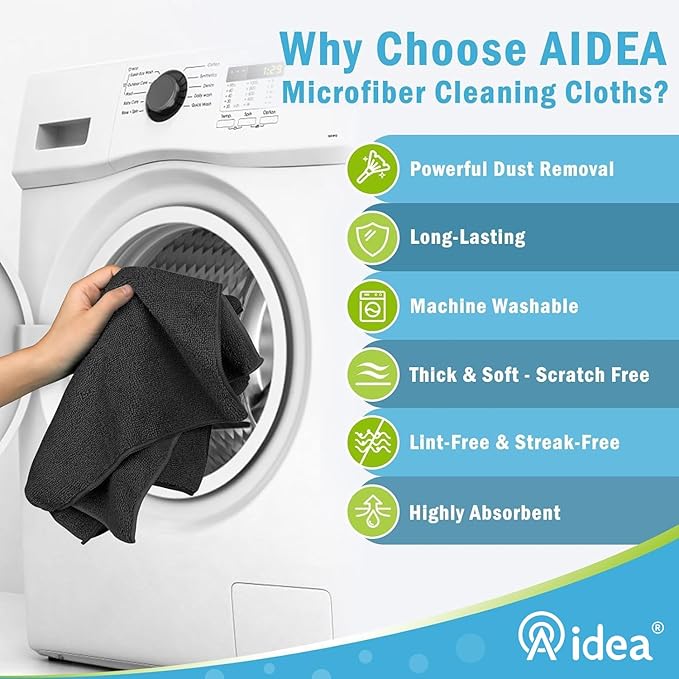 AIDEA Microfiber Cleaning Cloth-8PK, Soft Microfiber Towels