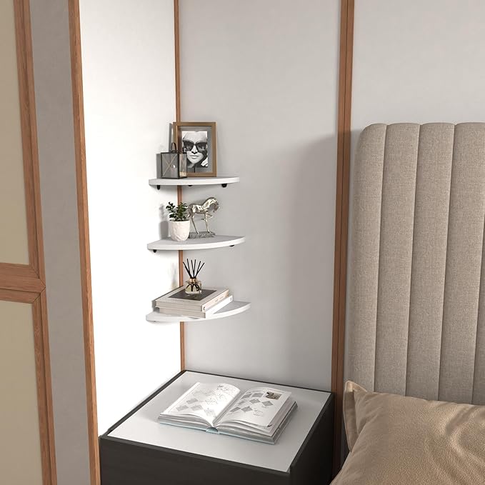 HORLIMER Floating Corner Shelf Wall Mount, Living Room