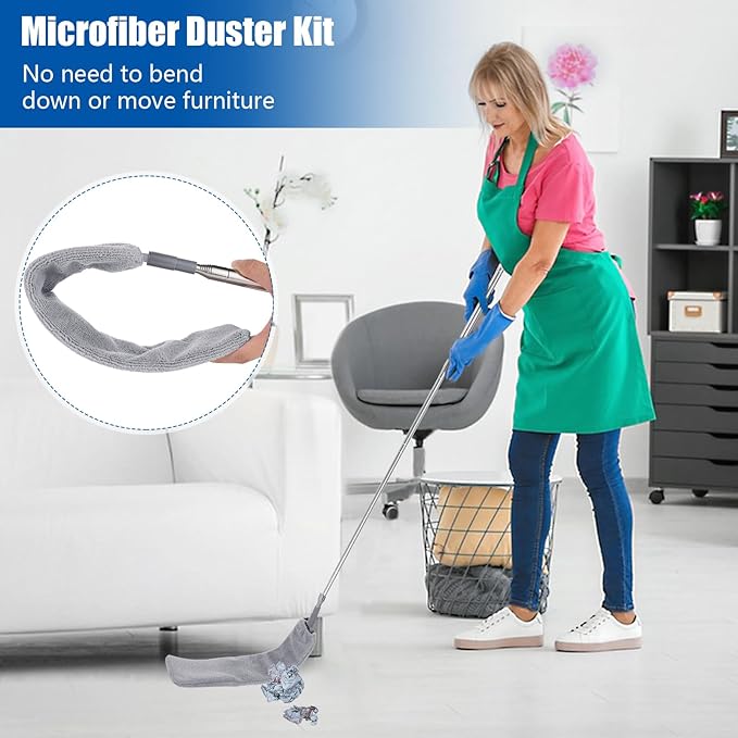 9PCS Dusters for Cleaning, Extendable Microfiber Duster