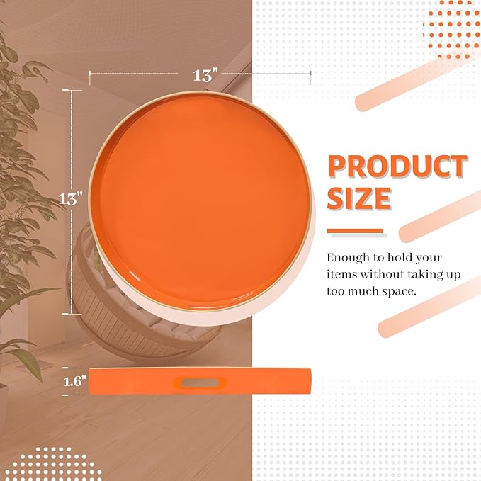 MAONAME 13" Round Tray, Modern Decorative Trays