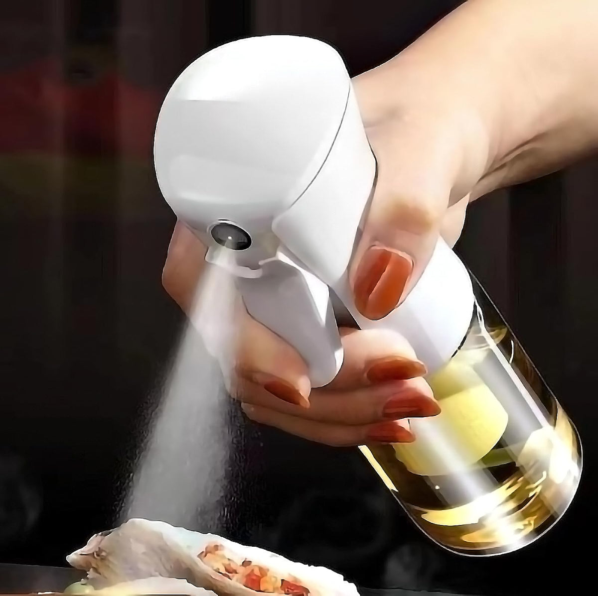 Olive Oil Spray Bottle(1PC-220ml) and Quantitative Salt Control Bottles (2PC-150ml),Refillable Salt Tank Sugar Bottle, Oil Sprayer for Cooking, Salad, BBQ, Kitchen Baking,Sealed storage, Kitchen