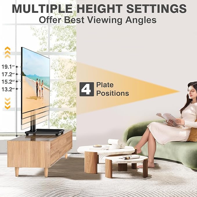 TVON Universal TV Stand Base, Swivel Table Top TV Stand