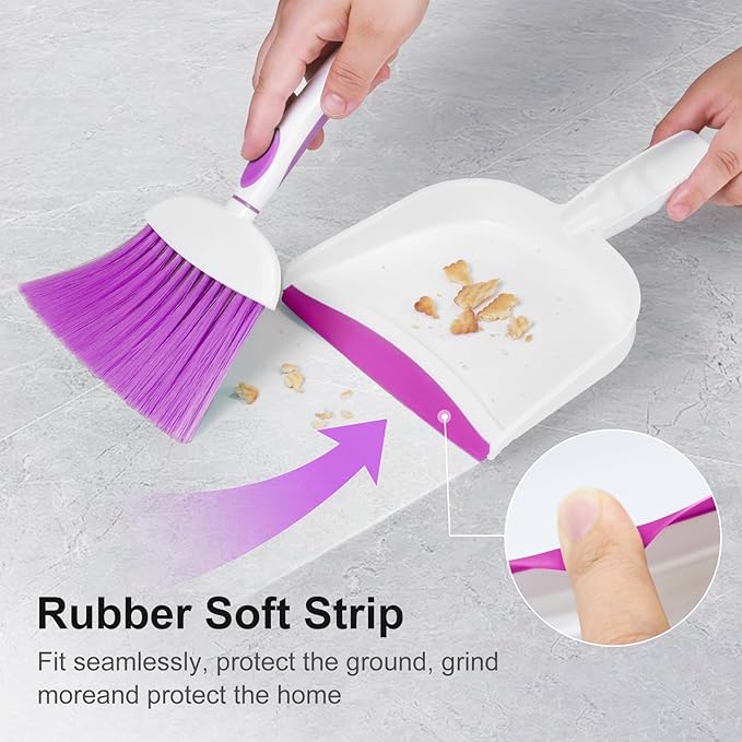 NACENA Small Dust Pan and Brush Set, Mini Broom and Dustpan Set Small Hand