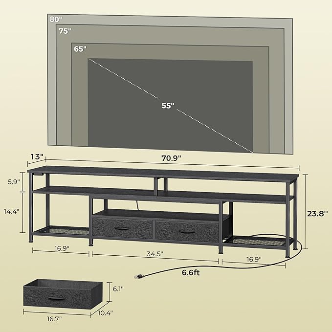 Huuger TV Stand for 75 80 Inch TV, Entertainment Center
