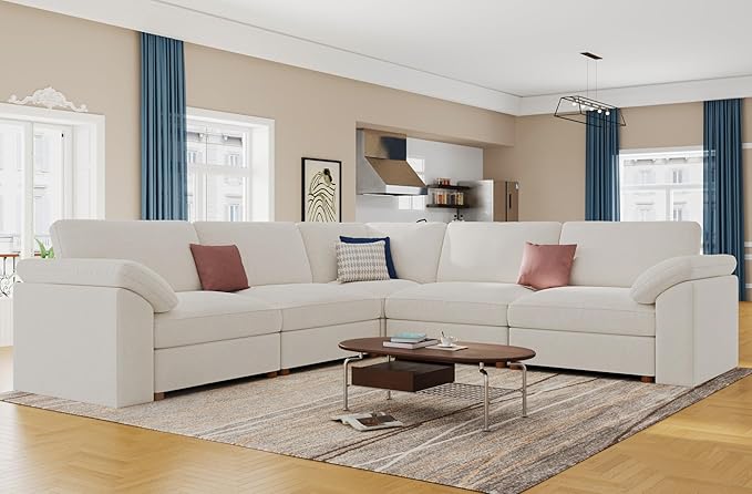 EASE MOOSE Sectional Modular Sofa, Oversized L Shape Sectional Wide Deep seat